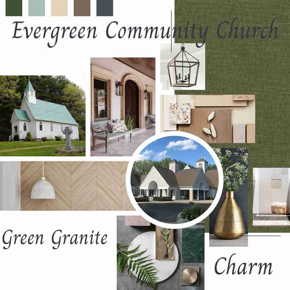 Evergreen Community Church Green Granite moodboard design